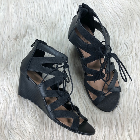 lace up cut out wedges
